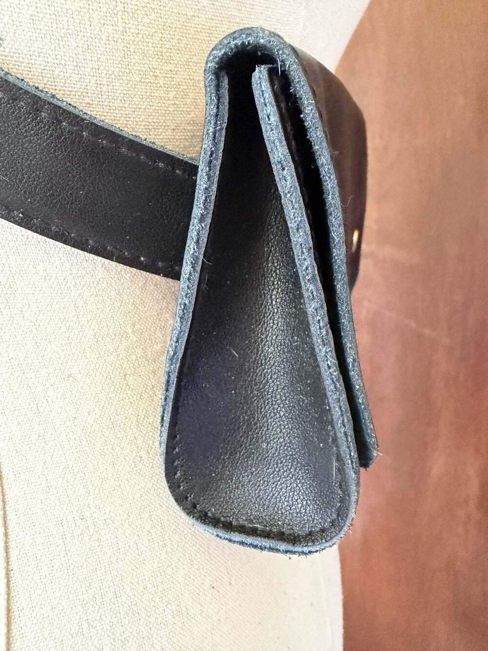 Gigi Pip Black Leather Belt Sling Bag with Gold Hardware - Picture 7 of 15